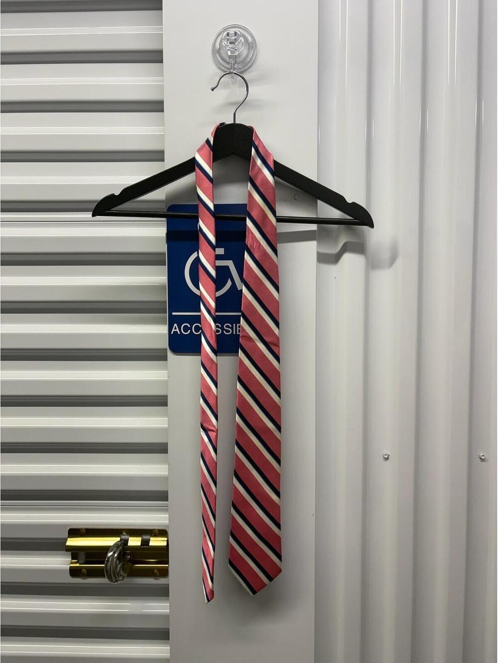 Nautica Nautica Silk Tie Pink Blue White Diagonal Stripe Men’s Necktie